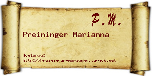 Preininger Marianna névjegykártya